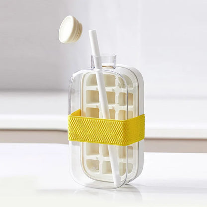 Ice Tray Ice Cube Mold Press Ice Maker With Lid 2-in-1 Ice Cube Bottle