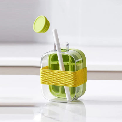 Ice Tray Ice Cube Mold Press Ice Maker With Lid 2-in-1 Ice Cube Bottle