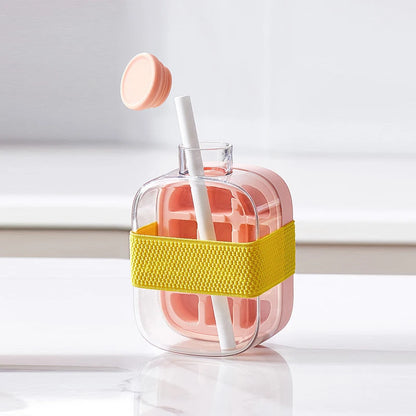 Ice Tray Ice Cube Mold Press Ice Maker With Lid 2-in-1 Ice Cube Bottle