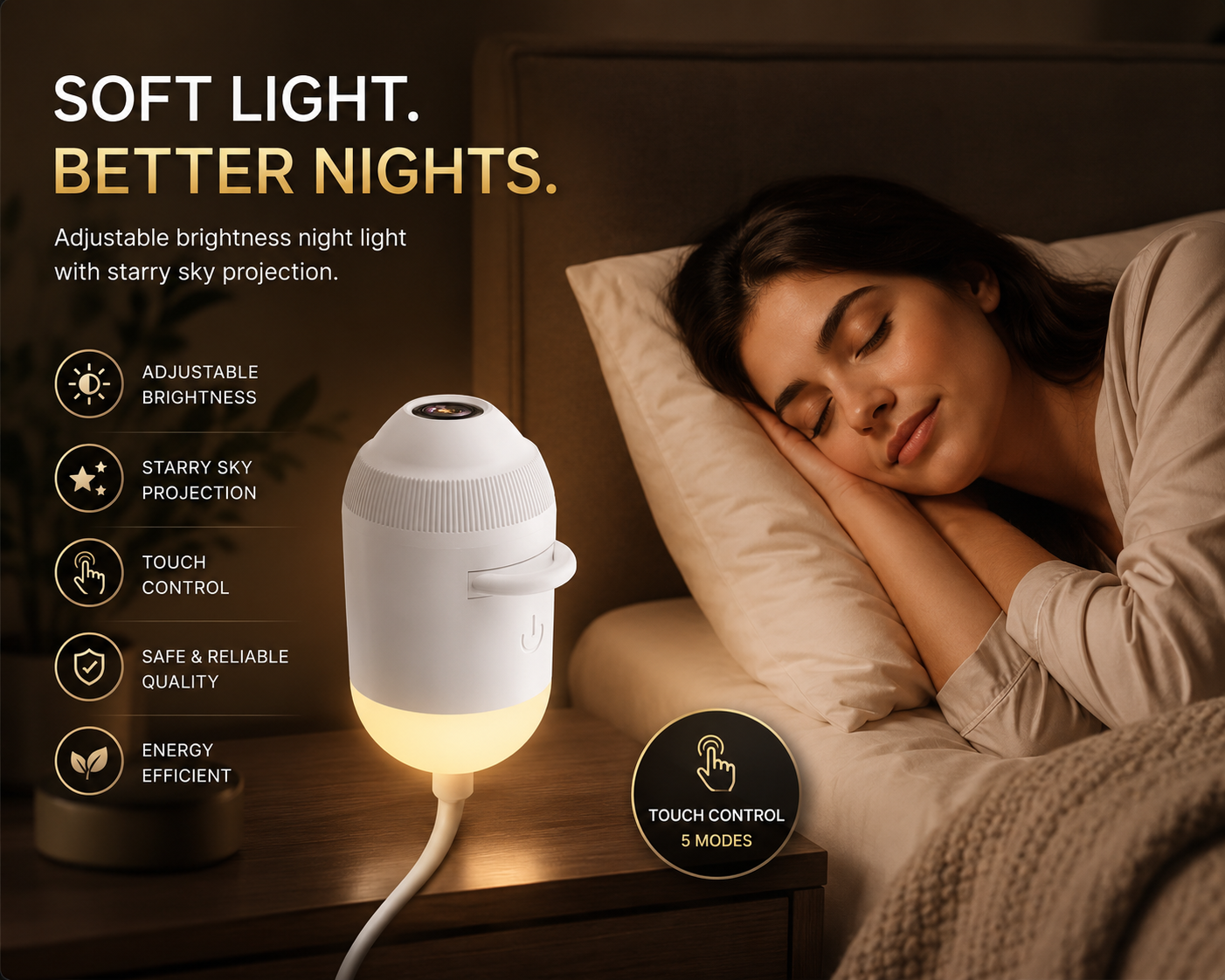 Starry Night Light Projector - Bedroom Ambiance Galaxy Star Projection Lamp for Romantic Ceiling Decor